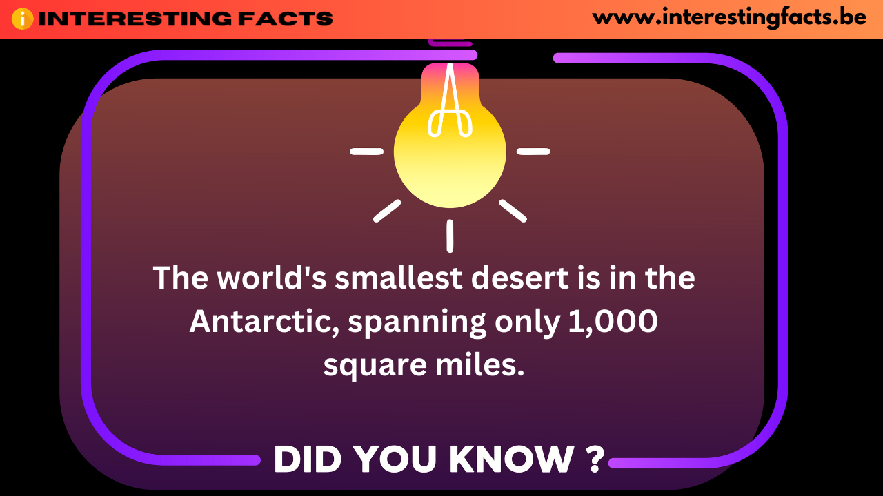 Interesting Facts - The world's smallest desert is in the Antarctic, spanning only 1,000 square miles.
